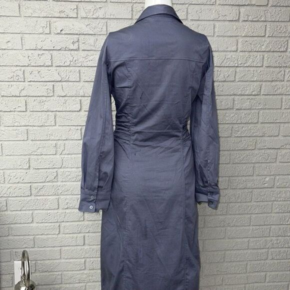 Zara Women Long Sleeve Ruched Button Front Utility Dress Size M - Picture 8 of 9